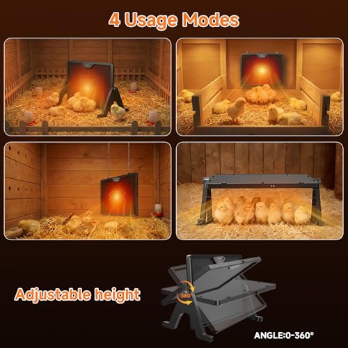 2026 Smart Chicken Coop Heater Brooder Plate, 200W Chicks Double-Sided Radiant Heat Panel with LED Light, Remote Control, Timer & Temp Controller Compatible, Ducklings Poultry & Small