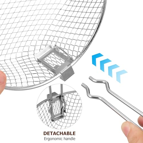 MAGICLULU Stainless Steel Fryer Basket with Detachable Handle, 6.7Inch Round Deep Frying Basket for Pot, Multifunctional Wire Mesh Strainer for Frying Serving Restaurants Kitchen Use