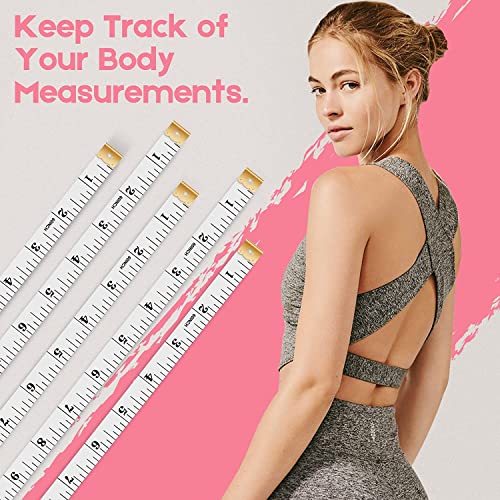 Tape Measure, iBayam Soft Ruler Measuring Tape for Body Weight Loss Fabric Sewing Tailor Cloth Vinyl Measurement Craft Supplies, 60-Inch Double Scale Ruler, 2-Pack White - color: White