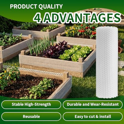 Plastic Chicken Wire Mesh Fence,Plastic Chicken Wire Roll 16in x 20ft,Garden Netting Fencing Barrier for Poultry, Animals, Pets and Balcony(White) - color: White, size: 16INx20FT