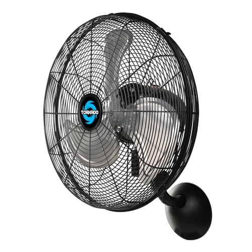 Tornado 16 Inch Professional High-Velocity Oscillating Wall-Mounted Fan – Ideal for Industrial, Commercial, and Residential Spaces – 3-Speed Settings, 2850 CFM, UL Safety Certified - size: 16 inch, style: Indoor