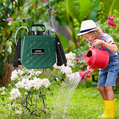 Garden Sprayer Battery Powered | Backpack Mister Rechargeable,Battery Power Sprayer with Adjustable Shoulder Strap | for Farm Lawn Yard Backyard Agriculture Plant Outdoor Home - color: 6.5L Army Green