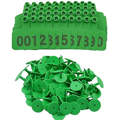 Cattle Ear Tags, Large Plastic Livestock Ear Tag for Sheep Cattle Calf Hog with Number 001-100/101-200/201-300, Animal Identification Ear Tags (Green, 101-200) ¡­ - color: Green, size: 101-200