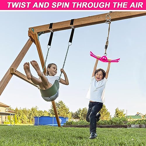 YAMIPROBI Ninja-Twister Swing Spins Set: Slackline Attachments - 360° Handle Twist-Spin Flips Toy Activate Ninja Powers - Ninja Warrior Accessories - Kids Ninja Hang Toys for Playground Backyard,Pink - color: Pink