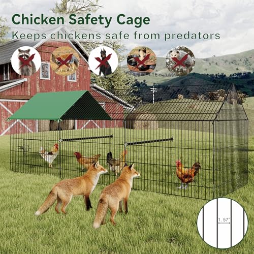 STILLCOVE Large Chicken Coop Run: 130" × 40" Outdoor Metal Duck Pen with Cover - Poultry Cage Enclosure for Rabbit Hen Quail - size: 130.0"L x 40.0"W x 40.0"H