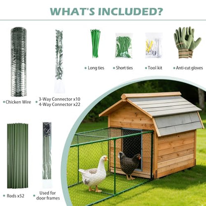 Heavy Duty Chicken Tunnel - 6-Section Portable Chicken Run with PVC Coated Wire Mesh & Steel Frame, Outdoor DIY Chicken Tunnel for Yard, Predator-Proof (1, 141 * 24 * 24 inches) - size: 146*24*24 inches