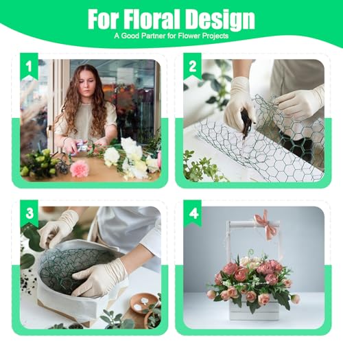 Chicken Wire, Chicken Wire Fencing for Floral Arrangements,15.7 x 157 Inches Chicken Wire mesh,0.6 Inch Green Mesh Hexagonal Galvanized Metal Poultry Wire Netting for Crafts,Poultry,Garden - size: 15.7"x157"