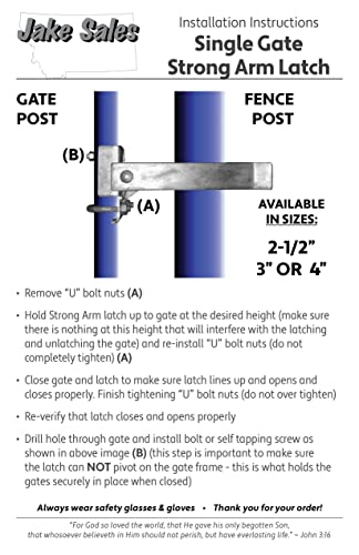 Commercial Single GATE Strong Arm Latch for 2-1/2" Fence Post - and 1-5/8" Thru 2" Chain Link or Round Pipe Gate Frames (Each) - size: 2-1/2" Single Gate