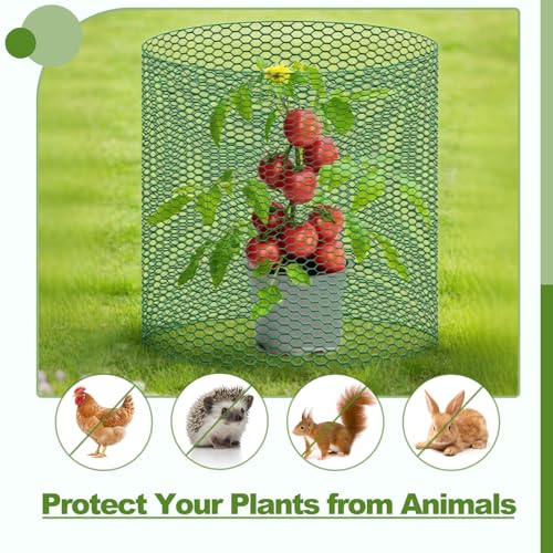 All-in-One 400 Inch Plant Protectors from Animals Kit - 0.85mm Heavy Duty Chicken Wire Cloche,Free-Cut Wire Mesh Roll Includes Pliers, Gloves, Ties, Stakes for Custom Outdoor Cages (12 * 400 Inch) - size: 12*400 Inch