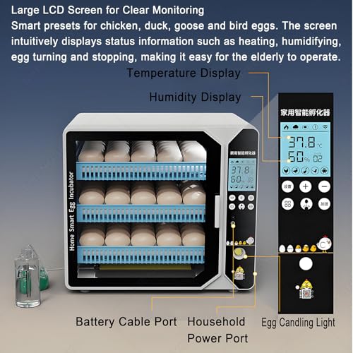 Chicken Incubators for Hatching Eggs,Automatic Humidity Incubator with Auto Egg Turner,Automatic Water Refill,Adjustable Spacing Egg Tray,3-in-1 Function:Incubation,Hatching,Brooding 3Layers - size: 3Layers