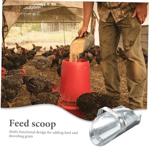 DECHOUS Heavy Duty Stainless Steel Livestock Feed Scoop Handle Farm Food Shovel for Poultry and Livestock Feeding Thicken Garden Shovel Tool for Animal Feed