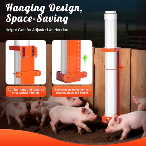 Hanging Vertical Pipe Waterer with Steel Nipples Adjustable Height | Easy Mounting Automatic Pig Waterer for Pigs & Other Livestock, Durable PVC Material, 9l Large Capacity
