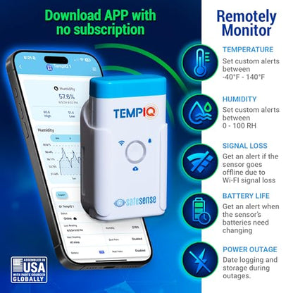 TEMPIQ Remote WiFi 2-Pack Temperature & Humidity Sensor - App Integration, Alerts, Helps Monitor 2nd Home, AirBnb, RV, Pets,Freezer and Server Room, Indoor & Outdoor Hygrometer & Thermometer - style: 2-Pack (Lithium Batteries)