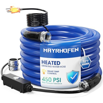 Heated Water Hose for RV 35ft with Thermostat, –40°F Freeze-Protection Drinking Water Hose, Lead-Free BPA-Free, Includes Adapter - color: With Temperature Switch, size: 35ft