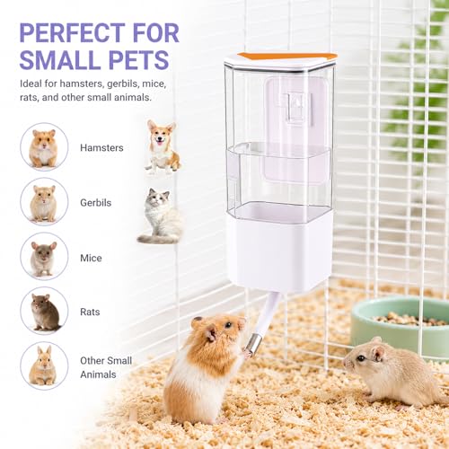 47OZ No-Drip Small Animal Water Bottle, Large Capacity Leakproof Hanging Pet Water Dispenser for Cage Crate, Water Feeder for Guinea Pig, Hamster, Rabbit, Ferret, Chinchilla (White) - color: White