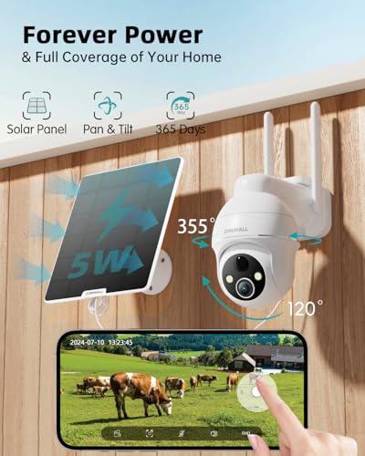 ZUMIMALL 4G LTE Cellular Security Camera, No WiFi Outdoor Camera Wireless, Solar Powered Off Grid Cameras, 360° Live View, 2K Color Night Vision, PIR Motion Sensor, 2 Way Talk, Built in SIM Card - color: White - 4G LTE Solar Cam
