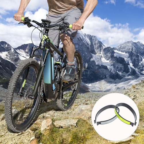 4pcs Reflective Trouser Clips Elastic Straps, High Visibility Ankle Wraps for Cycling Safety, Outdoor Biking Pant Leg Bands, Green and Gray Wide Design for Mountain Bike Riders
