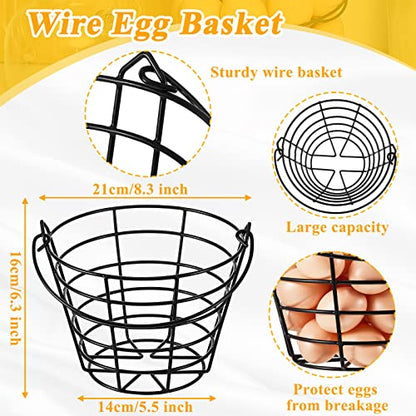 Zubebe 2 Pcs Egg Basket Storage, Spiral Fresh Egg Collecting Holder Countertop Metal Wire Rack Functional Dispenser for Kitchen Display(9.4'',handle Style) - size: 9.4'', style: Handle Style