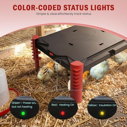 150W Chick Brooder Heater Plate, 2-in-1 Adjustable Radiant Brooder Plate for Chicks & Poultry, Smart Thermostat, 16"x11", Safe & Energy Saving, Ideal for Brooders & Small Chicken Coops