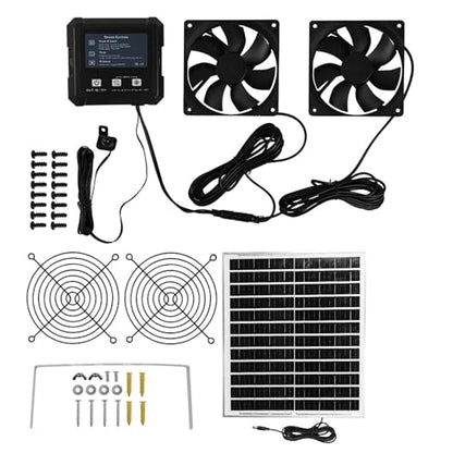 Solar Chicken Coops Fan with Light Sensing Auto Timer Double Ventilation for Poultry House Outdoor Weatherproof Solar Chicken Coops with Light Sensing Auto Timer Double Ventilation for Poultry House