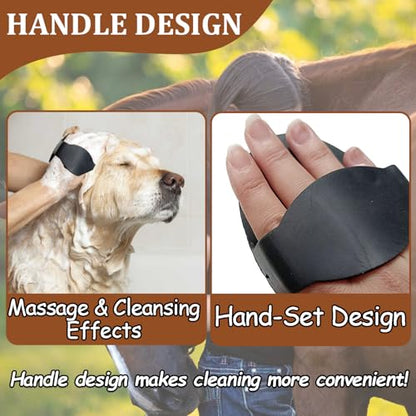 Rubber Curry Comb with Handle, Horse Grooming Brush & Shampoo Brush for Dogs, Cats & Horses, Pet Bathing & Shower Supplies - color: Rubber Curry Comb