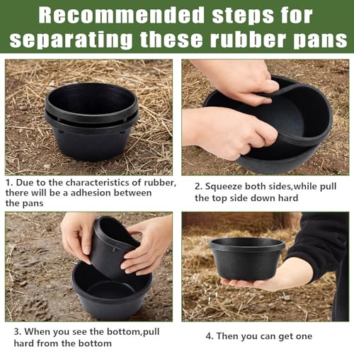 Sadnyy 2 Pcs Rubber Feed Pan Utility Horse Feed Bucket Rubber Bowl Chicken Dust Bath Container Horse Feeder for Goats Livestock Animal Feeding Cats Dogs Pigs (1.06 Quart/ 0.26 Gallon) - size: 1.06 Quart/ 0.26 Gallon