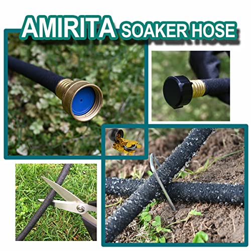 AMRITA Soaker Hose KIT,1/2inch 10ft 3Pack Rubber Garden Hose 70% Water Saving,Black Heavy Duty Soaker Hose For Garden Lawn,Garden Raised Beds.(1/2-10FTX3) - color: 1/2"×(10FT)×(3PCS)