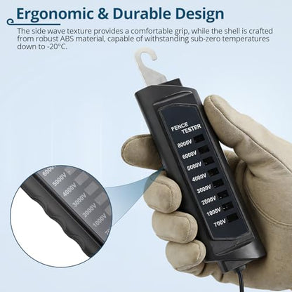 Electric Fence Tester 8KV, Fence Voltage Tester with 8 Neon Lights & Fault Finder, Battery-Free Portable Tool for Safe Fence Testing on Farms, Ranches, Homesteads (Livestock/Pasture) - style: 700V-8000V Fence Voltage Tester