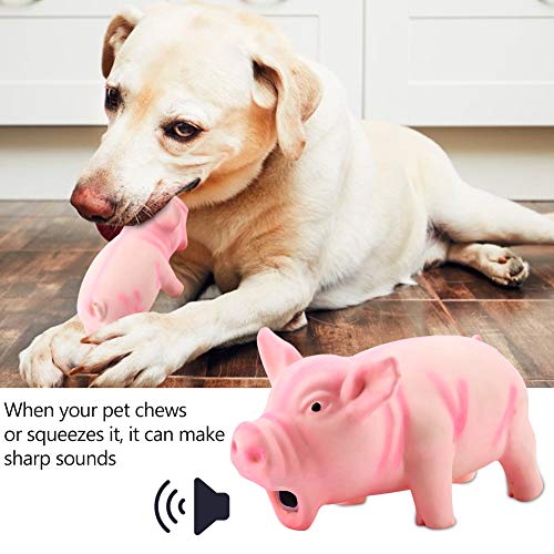Dog Chew Squeaky Toy, Cute Pig Grunting Teething Toy for Puppies Small Dogs Latex Rubber Yellow 16 x 8 x 8 cm 1 Piece
