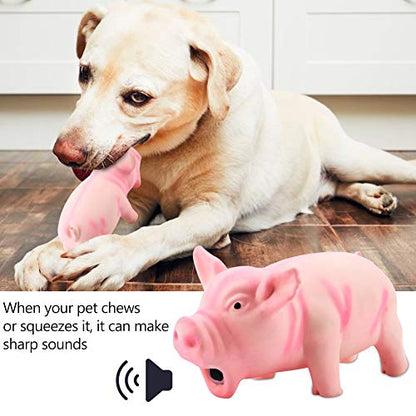 Dog Chew Squeaky Toy, Cute Pig Grunting Teething Toy for Puppies Small Dogs Latex Rubber Yellow 16 x 8 x 8 cm 1 Piece