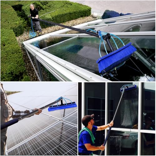 Solar Panel Window Cleaning Brush and Pole, 26FT Adjustable Window Cleaner Brush & Water Fed Pole Kit, Solar Panel Cleaning System Window Washing Equipment Tool - size: 26ft