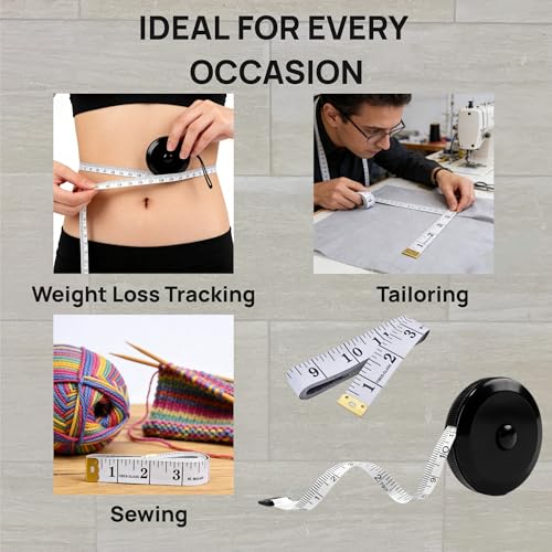 Soft Tape Measure for Body Measurements 2-Pack – 60" Flexible Body Measuring Tape + Retractable Tape, Dual Scale Inch & cm, Cloth Tape Measure for Sewing, Tailor, Seamstress, Clothing & Waist