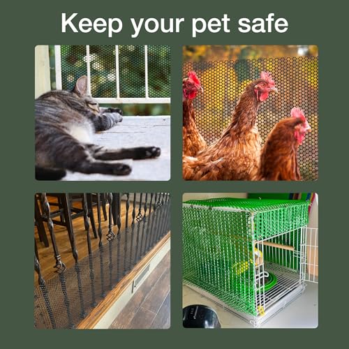 Maporch Plastic Chicken Wire Fencing for Pet Protection - 15.7" x 10ft, HDPE White Chicken Wire - Garden Fence Animal Barrier for Dogs, Cats and Rabbits (2-Pack) | 15.7" x 10ft - HDPE Home and Garden Netting - UV Resistant - Customizable Balcony Barrier f