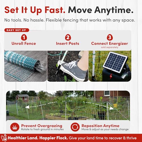 RentACoop Poultry Netting Electric Fence - 48" H x 168' L - Electric Poultry Enclosure for Chickens, Ducks, Turkeys - Suitable for 4-Week-Old Chickens/Older and Adult Poultry - Energizer Not Included - size: 168' x 48"