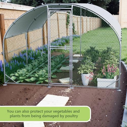 Large Metal Chicken Coop, Chicken Runs for Yard with Cover, Arch Roof Chicken Coop, Outdoor Chicken Pen, Heavy Duty Galvanized Steel Frame, Waterproof Cover, 10 x 13 x 6.5 FT - size: 10' x 13'