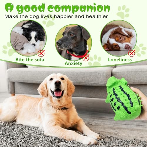 Squeaky Dog Toy Pig, Watermelon-Shaped Pig Dog Toys that Oinks, Natural Latex Dog Toys for Medium Large Dogs Pet Interactive Grunting Pig Dog Toys - color: Green
