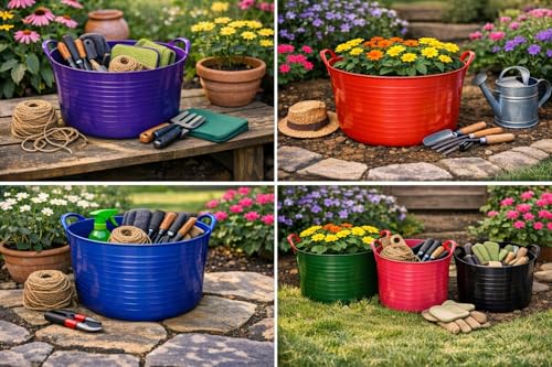 Red Gorilla Small Flexible Plastic Tub, Toy Storage, Laundry, Gardening & More, 14 Liter/3.7 Gallons, Black - color: Black