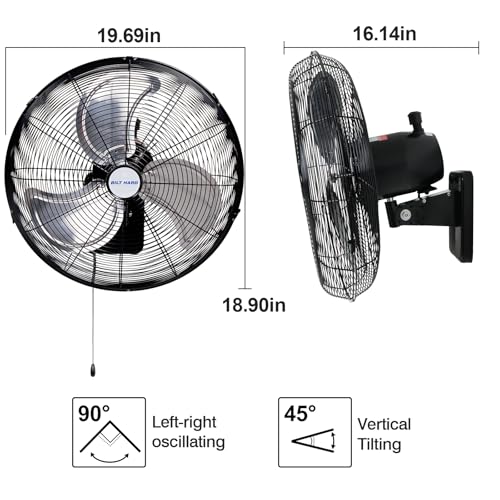 BILT HARD 18 in. Wall Mounted Outdoor Fan, 4150 CFM 3-Speed Heavy Duty Industrial Outdoor Weatherproof Fan for Commercial, Patio, Garage and Gazebo - size: 18 Inch