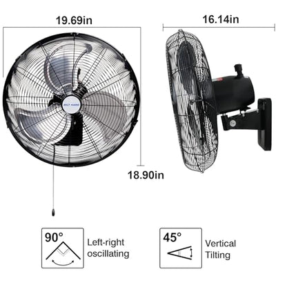 BILT HARD 18 in. Wall Mounted Outdoor Fan, 4150 CFM 3-Speed Heavy Duty Industrial Outdoor Weatherproof Fan for Commercial, Patio, Garage and Gazebo - size: 18 Inch