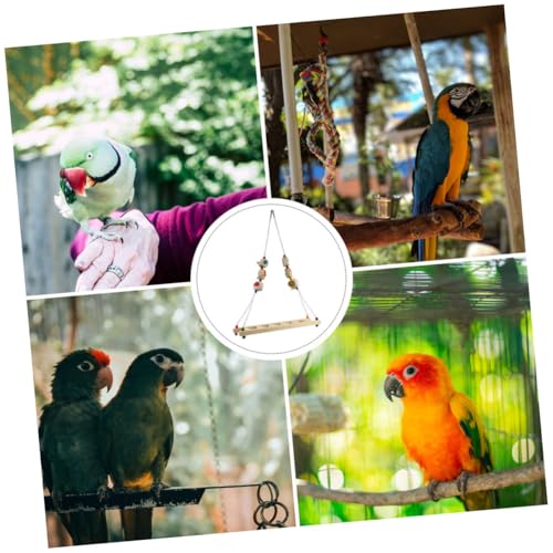 BESPORTBLE Wooden Chicken Swing Ladder Hanging Bird Toy for Parrots Chickens and Small Birds Adjustable Climbing Stand Natural Wood Design for PET Training and Play