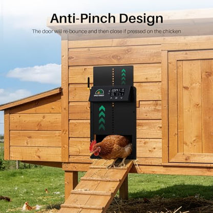 Automatic Chicken Coop Door with Remote Control, Solar Chicken Coop Door with Timer & Light Sensor, Aluminum Alloy Automatic Chicken Door with Multiple Modes