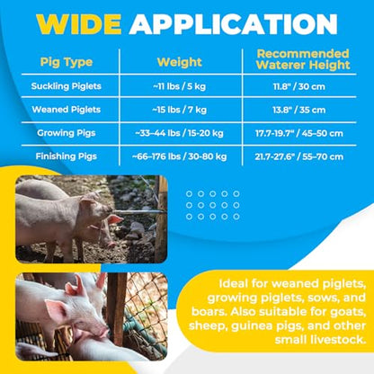 NATGAI 20 Pack Pig Water Nipple, 1/2" NPT Stainless Steel Automatic Pig Nipple Waterer, Heavy Duty Hog & Swine Water Drinker Feeder, Pig Nipple Drinker for Sows, Piglets & Goats Drinking System