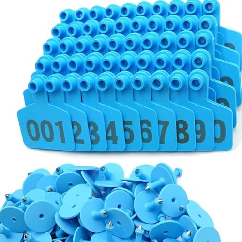 Livestock Identification Numbered Ear Tags for Goats Pigs Hogs Cows Cattle Calf Farm Blue Tags PE Cattle Ear Tags Pack of 100 (001 to 1000) Blue 701-800 - color: Blue, size: 701-800