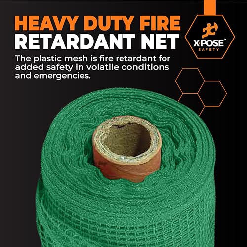 Xpose Safety Construction Safety Netting – 4' x 150', 1/4" Mesh Scaffold Safety Net, Temporary Material Roll, Visibility Fence, Heavy-Duty Fire Retardant, Green - color: 3) Green, size: 4' X 150' – 1/4" Mesh
