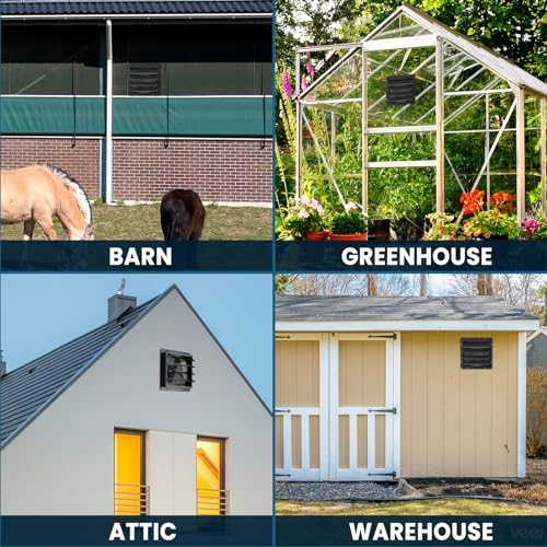 HG Power Upgraded 14 Inch Shutter Exhaust Fan with Speed Controller, 882CFM High-Speed Vent Fan, 1400RPM Wall Mounted Attic Fan with Steel Mesh Screen for Shed, Garage, Greenhouse Ventilation, Black - size: 14 Inch w/ Speed Controller