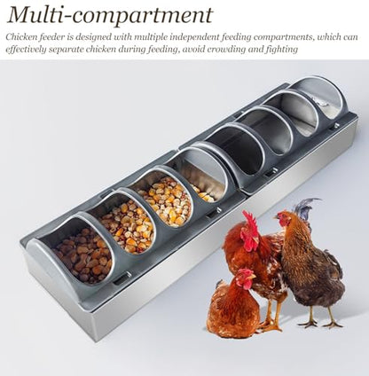8 16 24 in Long Chicken Feeder with Separated Fence, Small Feed Trough for Chicken Coops, Anti-rust Stainless Steel Poultry Water Trough(L40cm/15.7") - size: L40cm/15.7"