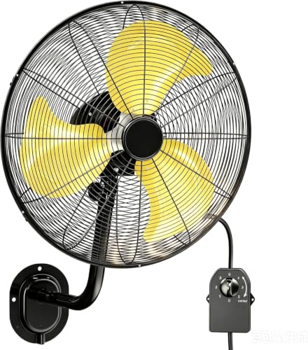 20" Wall Mount Fan, 7200 CFM Outdoor Wall Fan with 90° Oscillation,3 Speeds,Adjustable Tilt,Poweful Motor,Industrial Fan for Garage,Shop,Patio,Factory,Porch,Commercial,Factory,Gym,Indoor,ETL - size: 20 Inch Fan