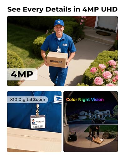 4MP Security Cameras Wireless Outdoor,No Subscription 128GB Local Storage,Solar Powered Cameras For Home Security With 360°PTZ,4 Cam-Kit, Color Night Vision Home Security Camera System,5G & 2.4G,IP66
