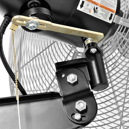 Global Industrial Deluxe Wall Mount Fan, 30" Diameter, Fixed and Oscillating Head, 3 Speed, 10,000 CFM at 1100 RPM, 1/2 HP, Tilting Head, For Indoor Use Only