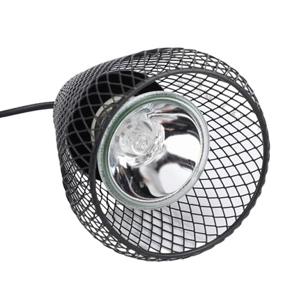 GLOGLOW Reptile Heat Lamp Guard, Heat Lamps with Dimming Switch and Chew Resistance Springs for Reptile Terrarium Up to 100W Bulbs Lamp Guard, Cover (US Plug)